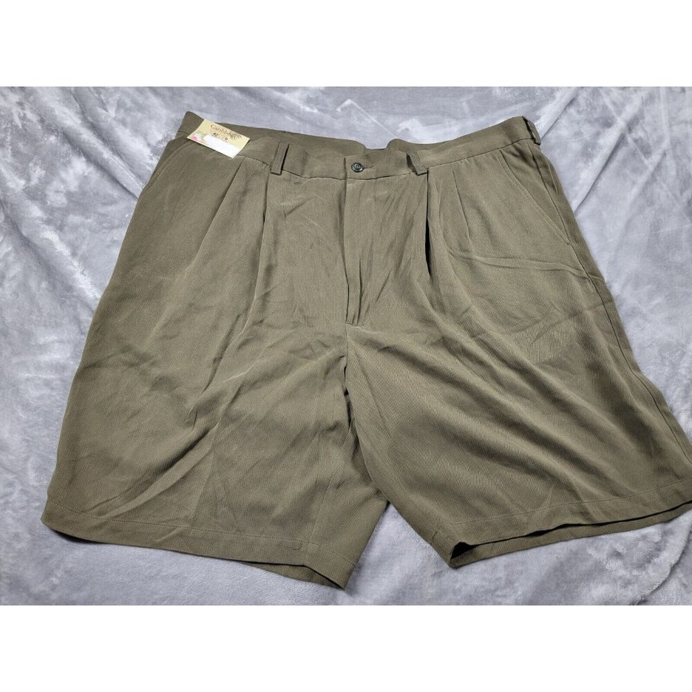 NEW‎ Caribbean Silk Shorts Pleated Front Mens 42 Relaxed Casual Green 9" Inseam